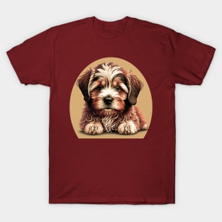 A Redish Brown Havanese Dog Cartoon T-Shirt